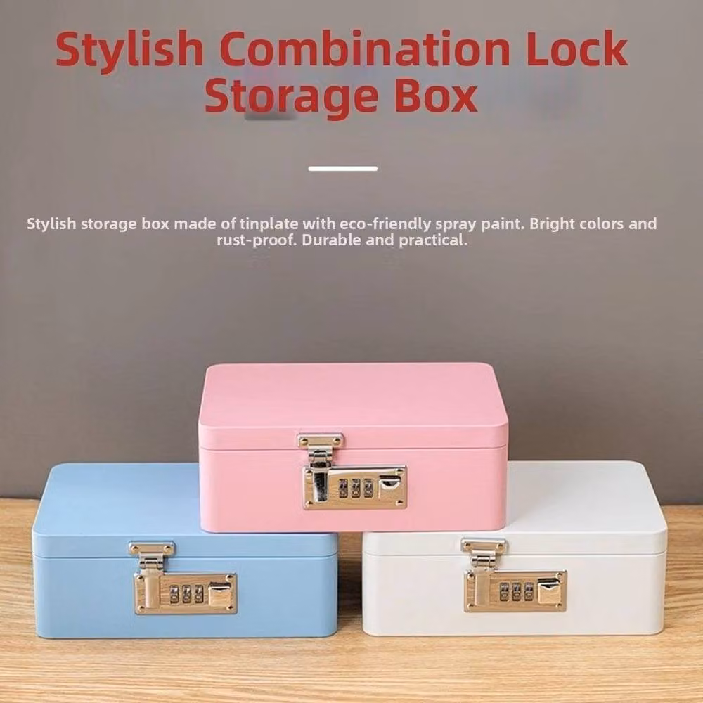 FLAVORA Blue Metal Combination Lock Storage Box with Flip Top Lid – 2