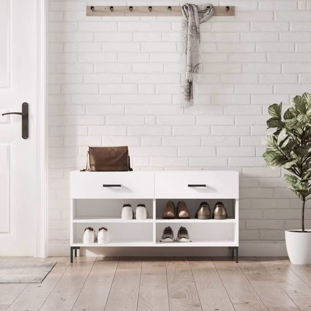 Berkfield Home White Shoe Bench W/D/H: 102 x 35 x 55 cm – 2