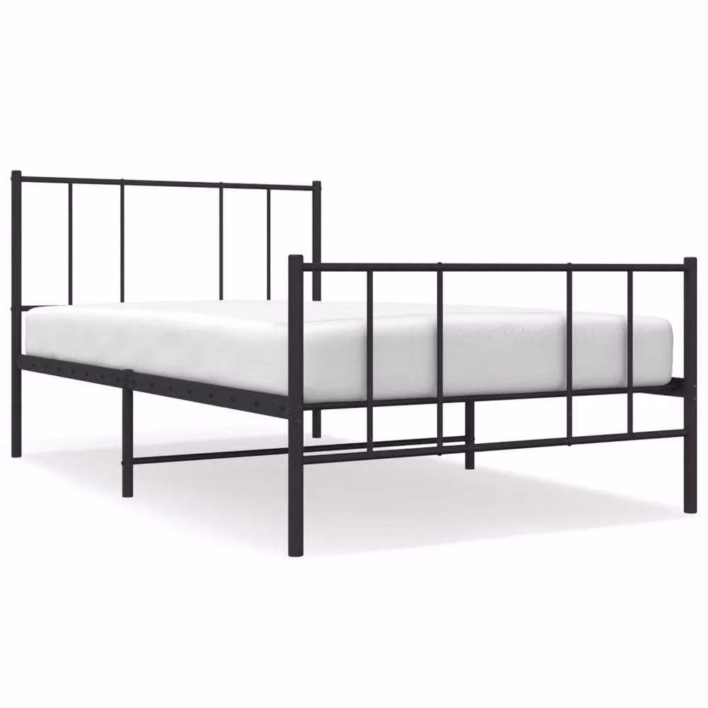 Berkfield Home Metal Bed Frame with Headboard and Footboard, Black, W: 100 cm, L: 200 cm – 2