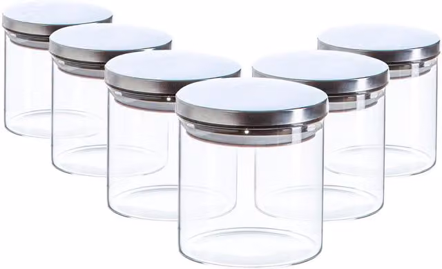 Argon Tableware Scandi Storage Jar with Silver Metallic Screw Lid, 550ml