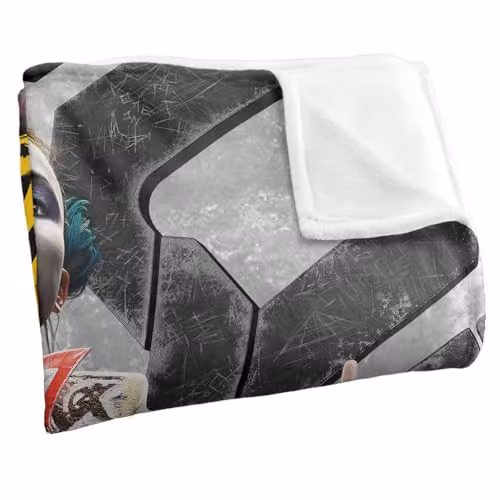 LOGOVISION Suicide Squad Kill The Justice League Harley Silk Touch Fleece Blanket, White and Multicolour, W/D/H: 152 x 152 x 127 cm – 2