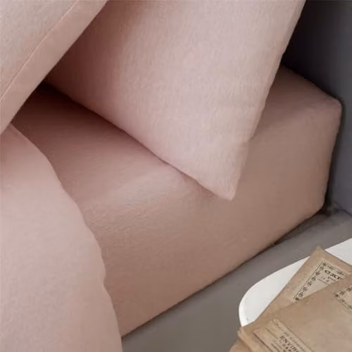 Catherine Lansfield Pink Brushed Cotton Flannelette Double Fitted Sheet W/D/H: 140 x 200 cm