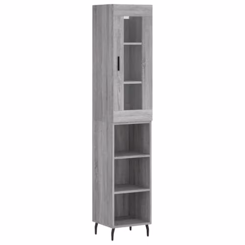 vidaXL Modern Grey Highboard in Engineered Wood W/D/H: 34.5 x 34 x 180 cm
