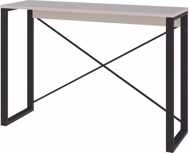 VOGREX Sandstone Narrow Console Table with Metal X-Frame Legs in Beige and Black