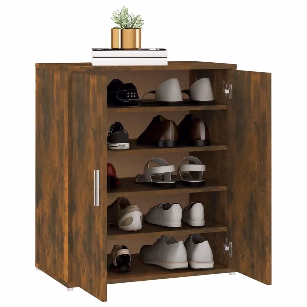 Berkfield Home Smoked Oak Shoe Cabinet in Brown, W/D/H: 60 x 35 x 70 cm – 3