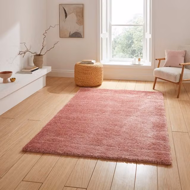 Terrys Lux Shaggy Rectangular Rug in Pink