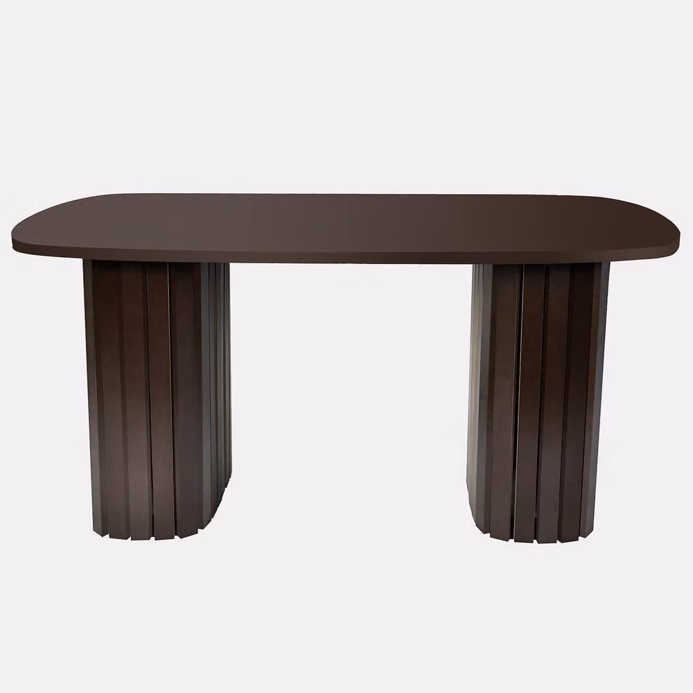 OHS Madison Ribbed Oval Coffee Table in Brown – 2