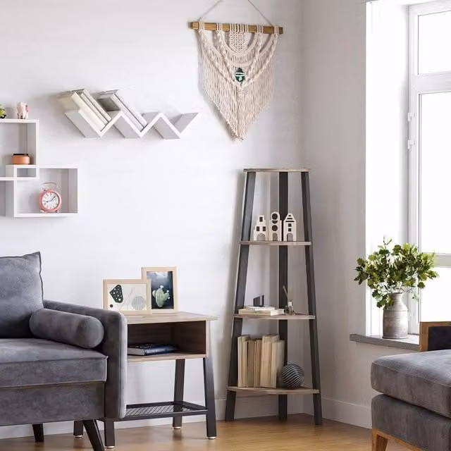 EONLION Grey 4-Tier Metal Corner Shelf – 1
