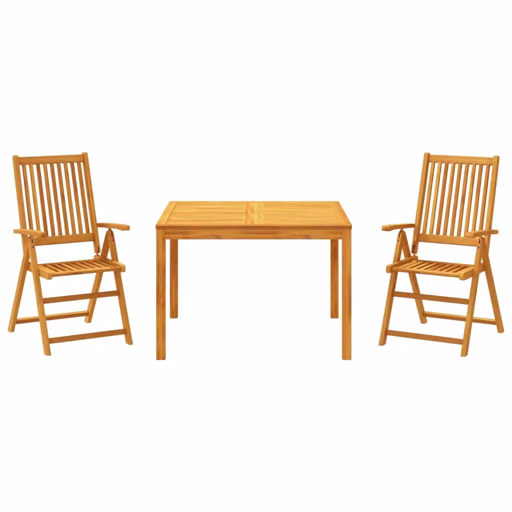 Berkfield Home 3 Piece Acacia Wood Garden Dining Set in Brown – 2