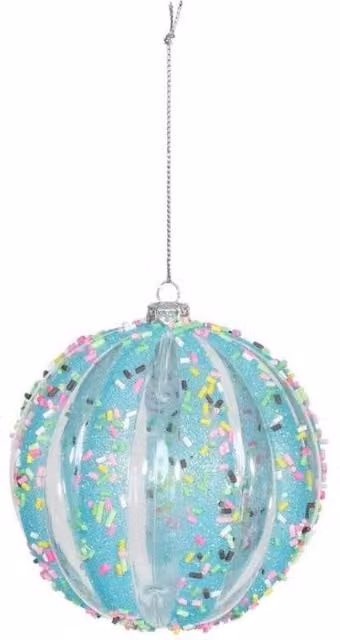 KDMD Turquoise Glass Decorative Christmas Bauble, Diameter: 10 cm