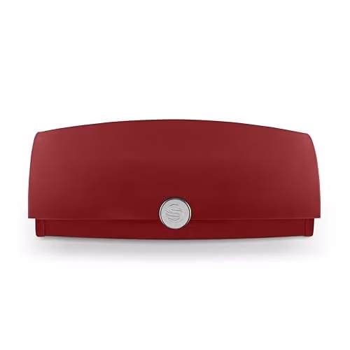 Swan Townhouse Ventilated Roll Front Bread Bin, Red, 14 Litre
