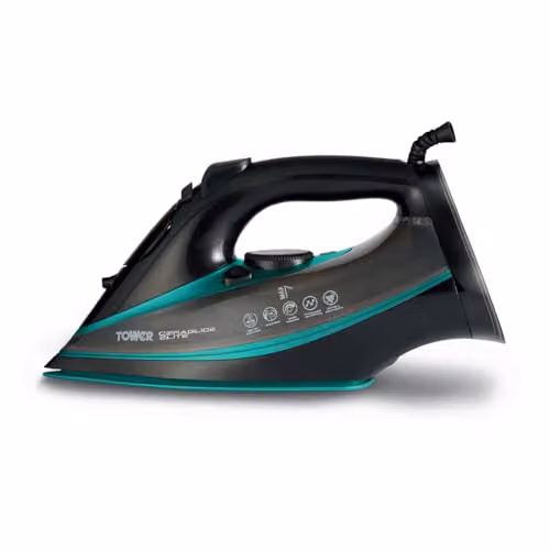 Tower Steam Iron with Ceramic Non-Stick Plate and Anti-Calc System, Black and Petrol – 2