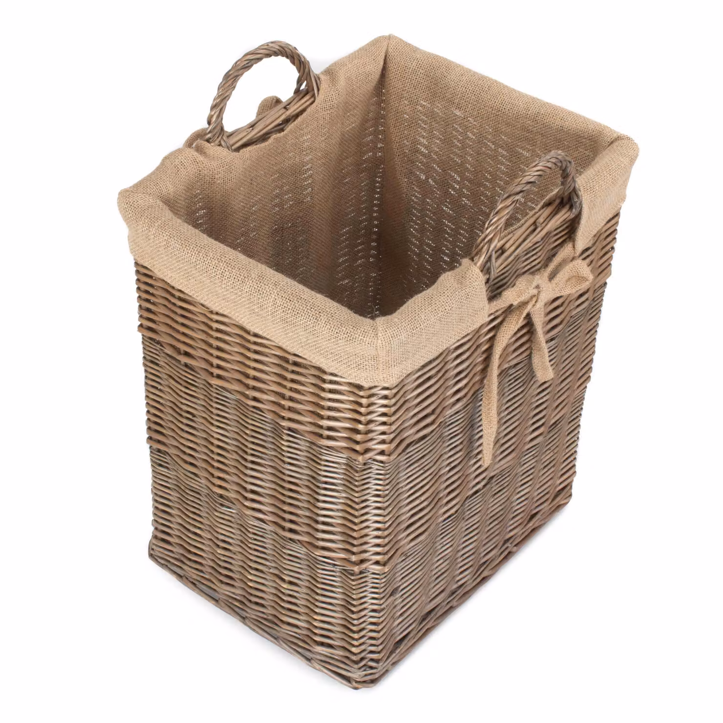 Red Hamper Wicker Rectangular Log Basket with Lining in Brown, W/D/H: 40 x 31 x 40 cm – 2