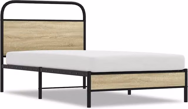 Berkfield Home Bed Frame in Light Oak, W/D/H: 100 x 200 cm