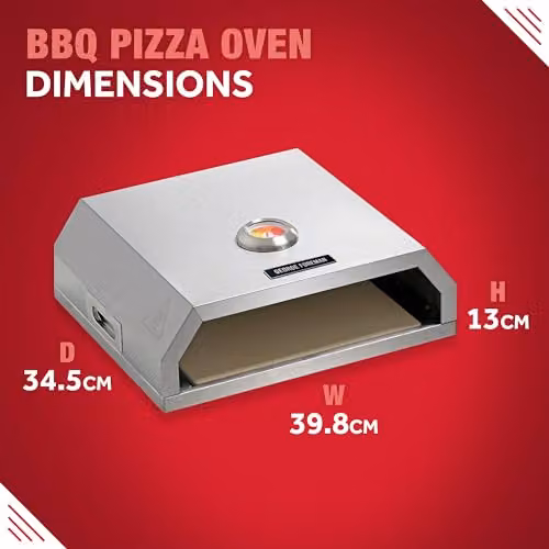 George Foreman Pizza Oven with Ceramic Stone and Foldable Paddle, Silver Stainless Steel, Suitable for Charcoal and Gas BBQs – 2