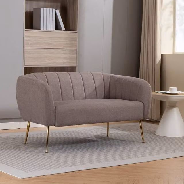 Artemis Home Stanton 2 Seat Fabric Upholstered Sofa in Brown and Grey