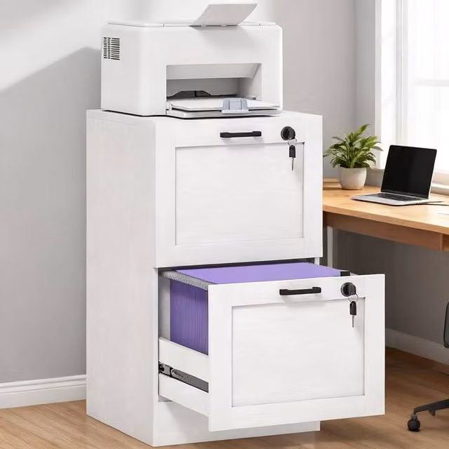 ERGOVEXA Lockable 2-Drawer Filing Cabinet in White