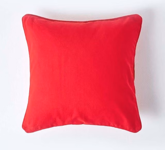 Homescapes Plain Red Cotton Square Cushion Cover, W/D/H: 60 x 60 x 60 cm