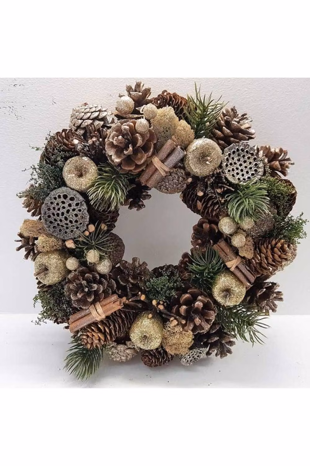 KDMD Golden Fruits Christmas Wreath Ornament in Gold, Diameter: 36 cm – 2