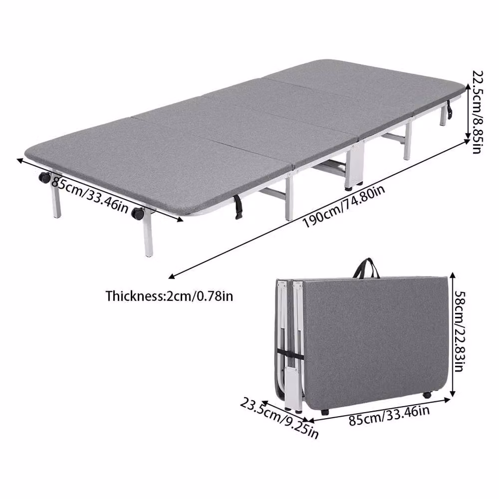 EONLION Single Foldable Bed and Mattress in Grey – 2