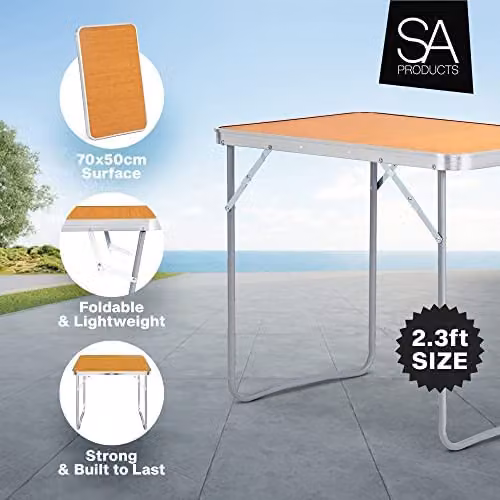 Pelle & Sol Utility Folding Table with Aluminium Frame, Brown, H 70.1 cm x W 70.1 cm x D 50 cm – 5
