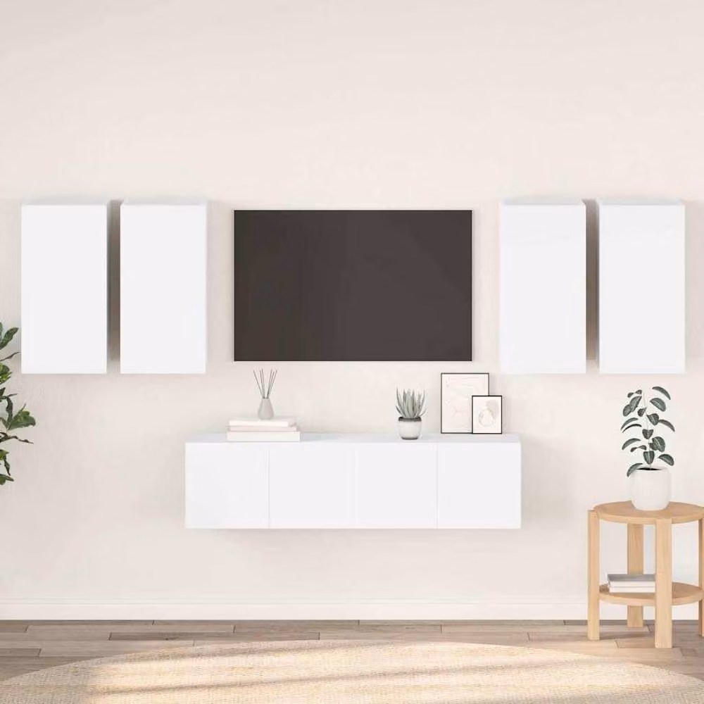 Berkfield Home Practical 6 Piece TV Cabinet Set in White Matt MDF