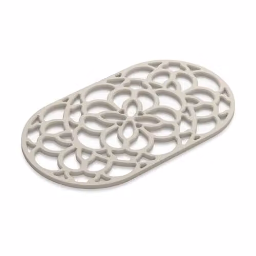 Zeal Large Oval Silicone Non-Slip Trivet Mat in Beige, W/D: 32 x 18 cm – 1
