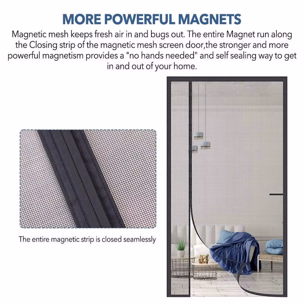 NESTLUNE Black Fibreglass Insect Magic Screen Door Net, W: 90 cm, H: 210 cm – 3