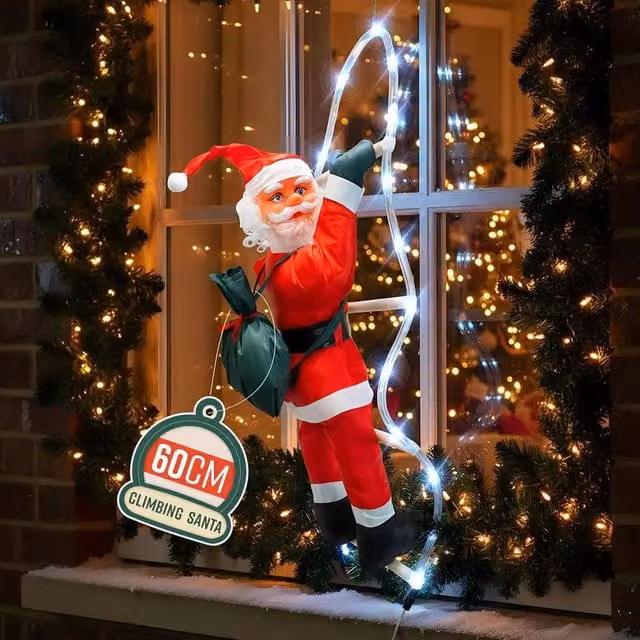 Globrite Red LED Climbing Santa Indoor Outdoor Decoration, H: 170 cm, W: 60 cm – 1