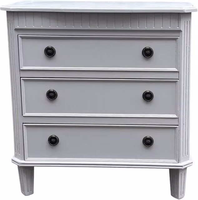 Minster 3 Drawer Chest of Drawers in Grey, W: 65 cm, D: 37 cm, H: 68 cm – 1