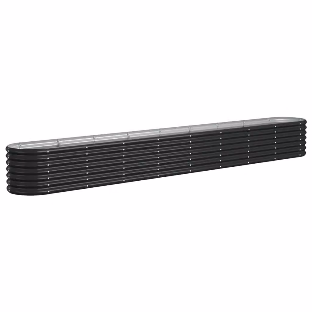 Berkfield Home Garden Powder-coated Steel Raised Bed in Anthracite Black, W/D/H: 332 x 40 x 36 cm – 2