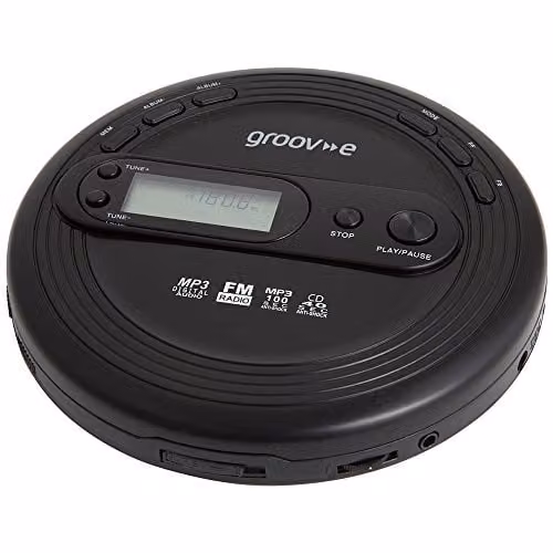 Groov-e Retro Personal CD Player with FM Radio, Black – 1