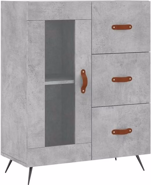 Berkfield Home Sideboard in Concrete Grey, W/D/H: 69.5 x 34 x 90 cm