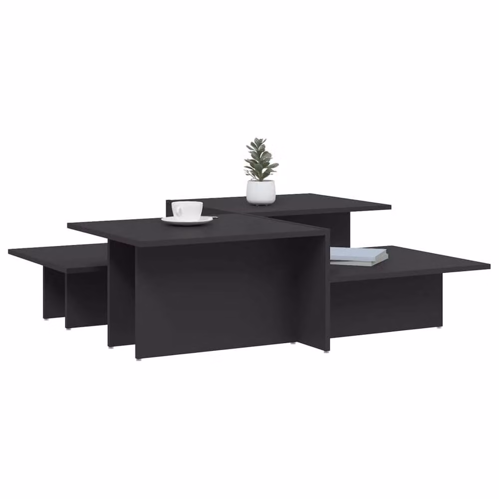 Berkfield Home Set of 2 Grey Modern Nested Coffee Tables in Matt MDF – 2