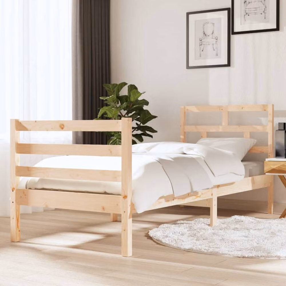 Berkfield Home Beautiful Small Single Solid Wood Bed Frame, Brown, W/D/H: 75 x 190 cm – 2