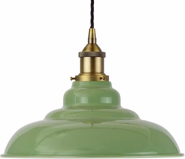 SE Home St Edmund's Pendant Light in Green and Matt Antique Brass