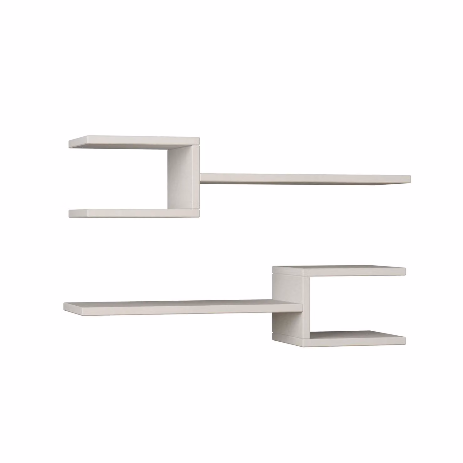 Decortie Fork Modern Floating Shelf Set, White, 2 Piece – 2