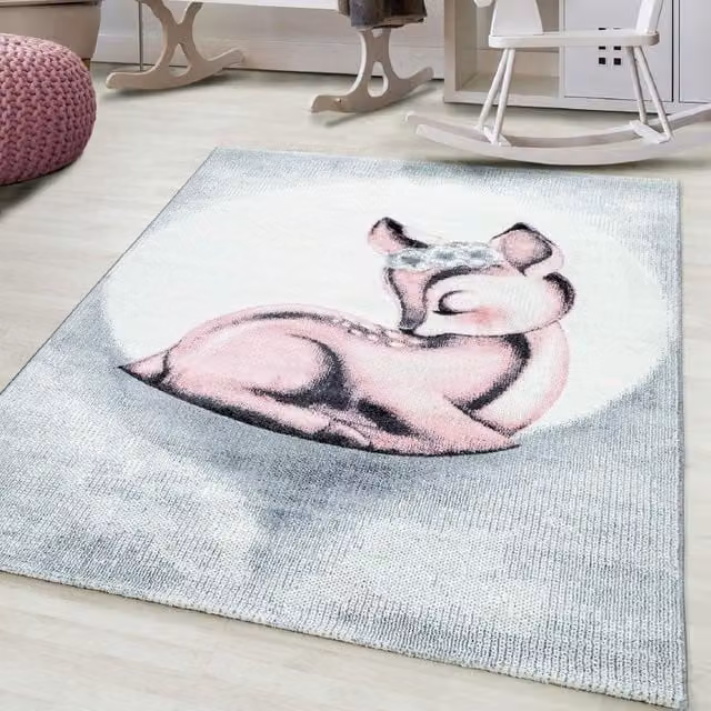 Bravich LTD Kids Sleeping Fawn Rug, Pink, W: 160 cm, D: 230 cm