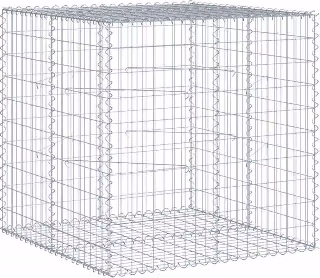 Berkfield Home Silver Galvanised Steel Gabion Basket with Cover, W/D/H: 100 x 100 x 100 cm – 1