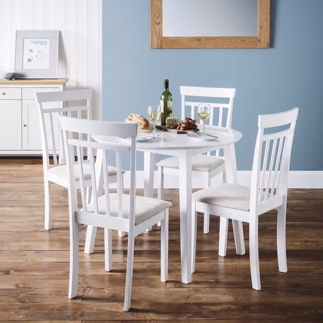 Julian Bowen Coast Round Drop Leaf Dining Table in White