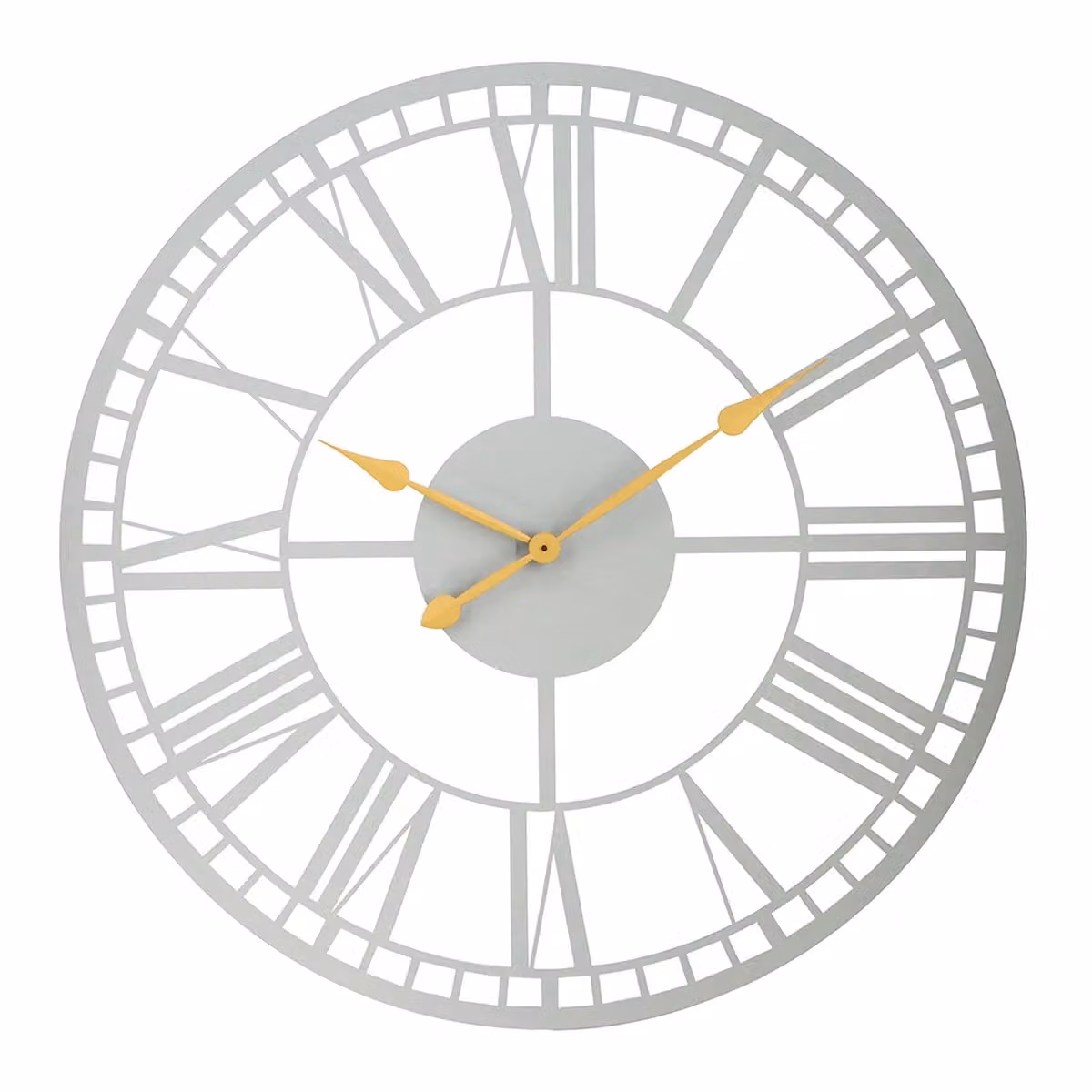 Charles Bentley Malham Round Skeleton Wall Clock in Grey, Diameter: 97.3 cm – 2
