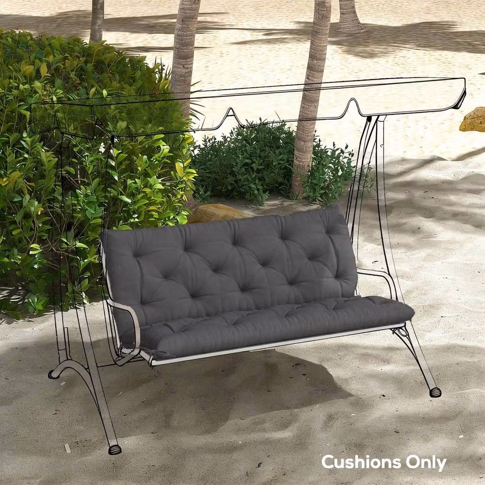 EONLION Grey Rectangular Garden Bench Cushion with Ties, Width: 100 cm – 3