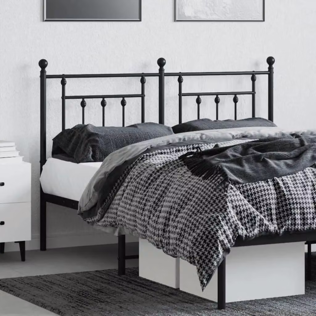 Berkfield Home Classic Metal Headboard in Black, Width: 135 cm – 3