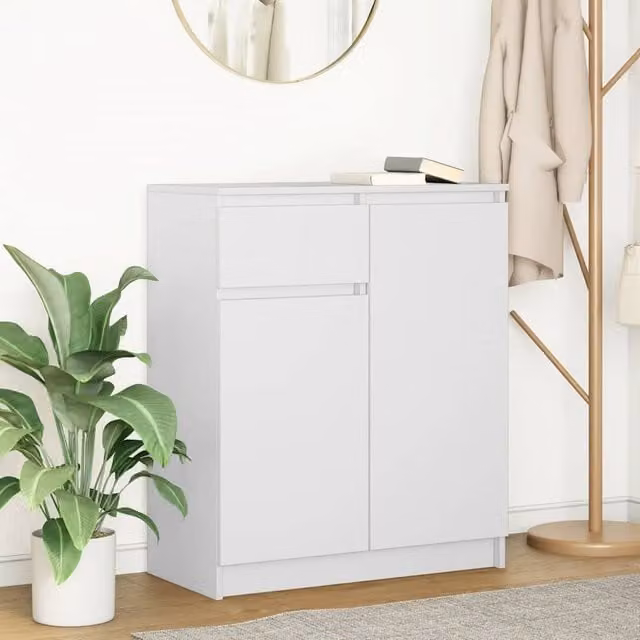 Berkfield Home White Sideboard with Drawer, W/D/H: 71 x 35 x 84 cm