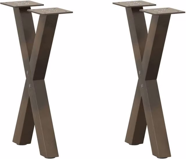 Berkfield Home X-Shaped Coffee Table Legs, 2 Pieces, Brown Steel – 1