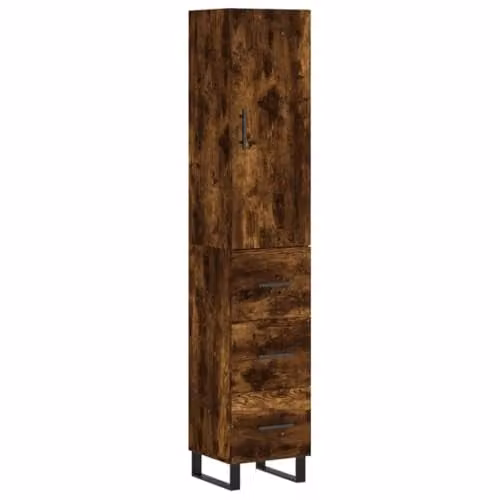 vidaXL Highboard in Smoked Oak, Brown, W/D/H: 34.5 x 33.7 x 180 cm – 1