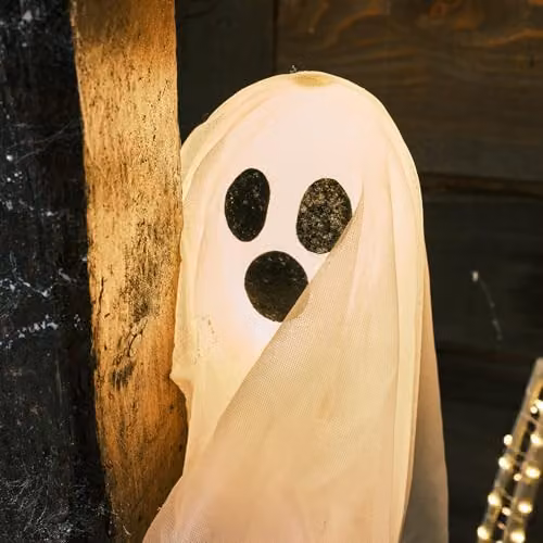 Lights4fun Halloween Light Up Ghost LED Stake Light, White, Height: 40 cm – 2