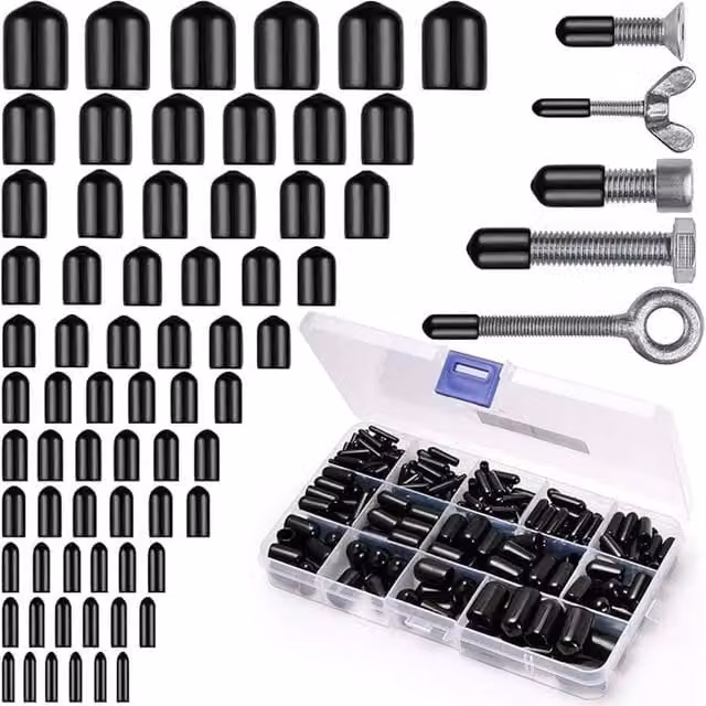 SPETLEK 250 Pieces Round Black Rubber End Caps in 11 Sizes – 1