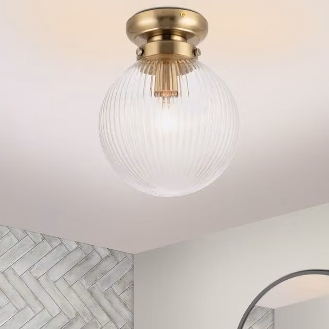 COSYLYTE Finley Glass Sphere Bathroom Ceiling Light in Brass