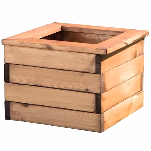 Primrose Brown Wooden Square Garden Planter Tub 43cm